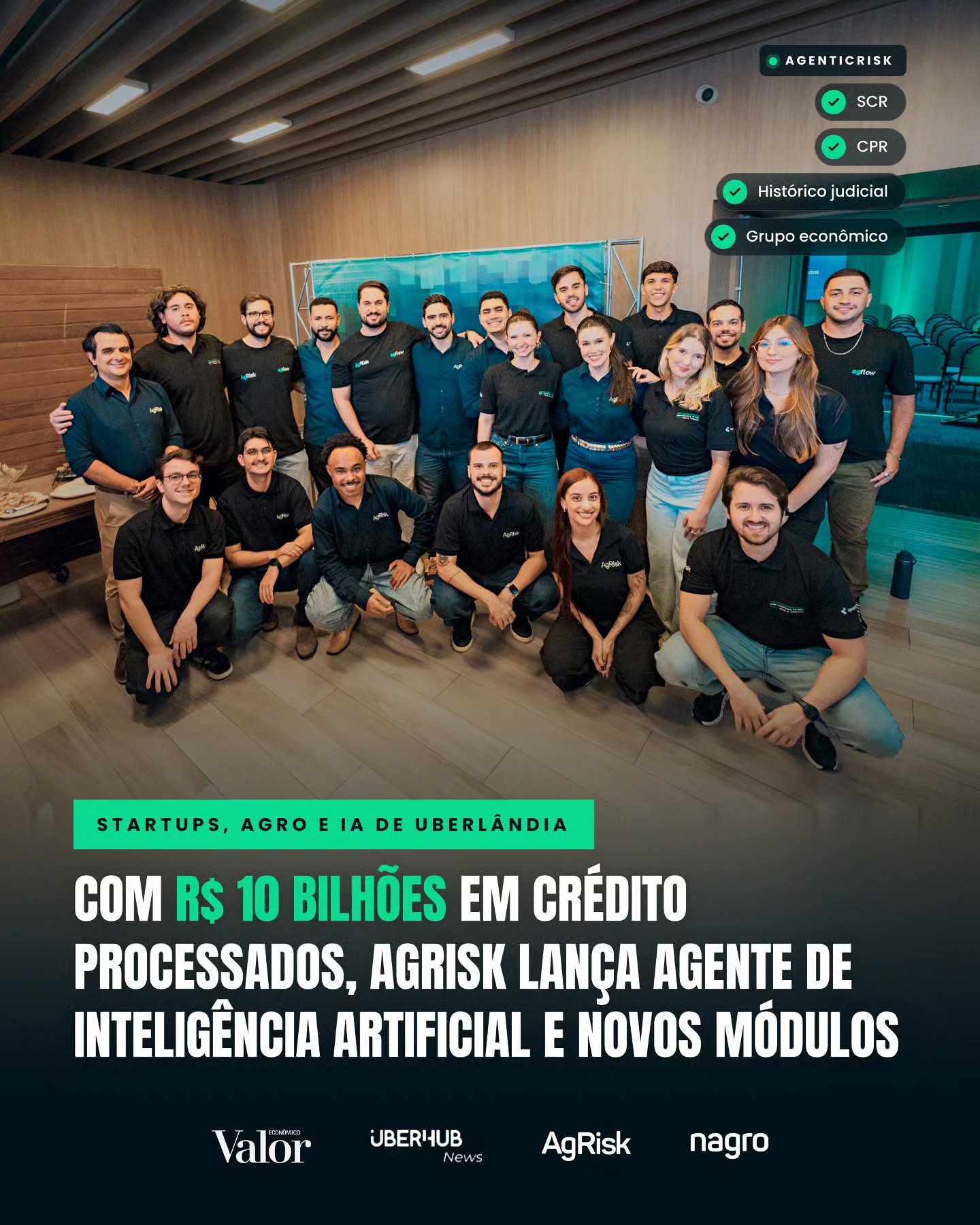 Startups de Uberlândia: Com R$ 10 bi em créditos processados, AgRisk lança agente de IA e novos módulos