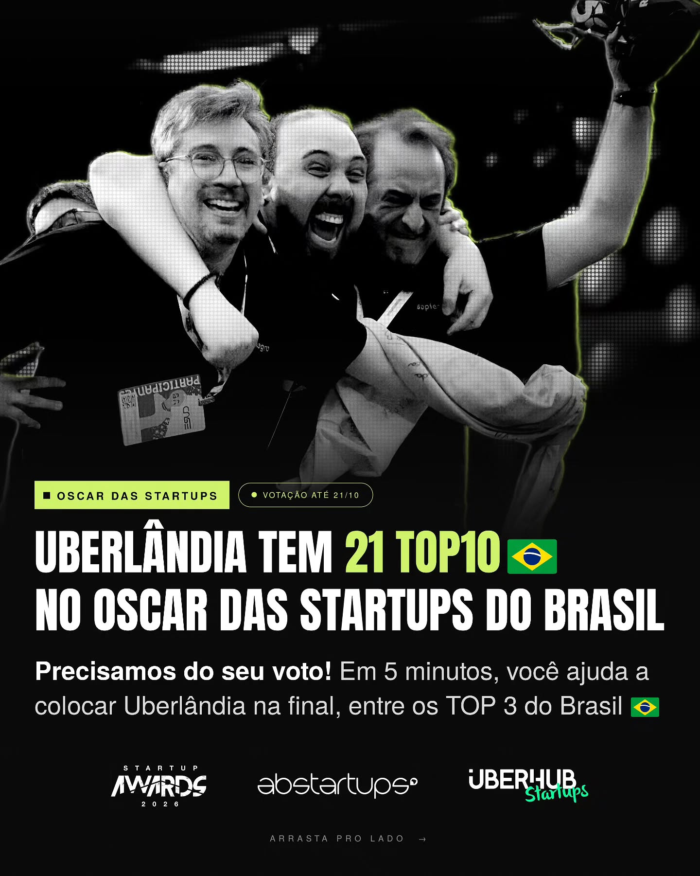 HISTÓRICO! Uberlândia em destaque no Oscar das startups do Brasil: 21 finalistas no TOP 10 do Startup Awards, em 20 categorias