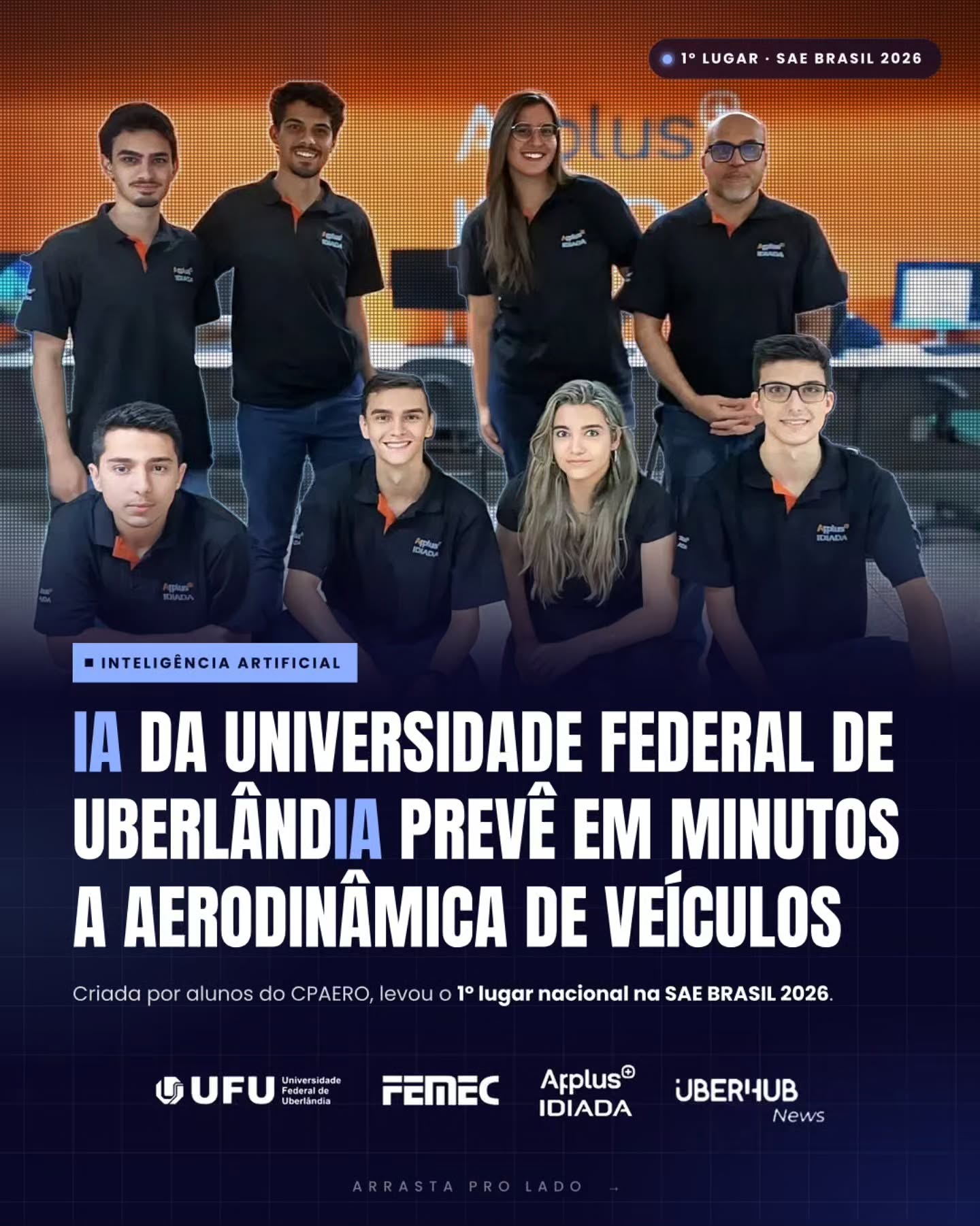 UberlândIA em 1º lugar no Brasil: alunos da UFU criam IA que prevê em minutos a aerodinâmica de um veículo e ganham prêmio nacional